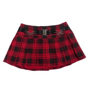 Tripp NYC Plaid Skirt School Girl Chain Pleated Mini Y2K Grunge 2000s